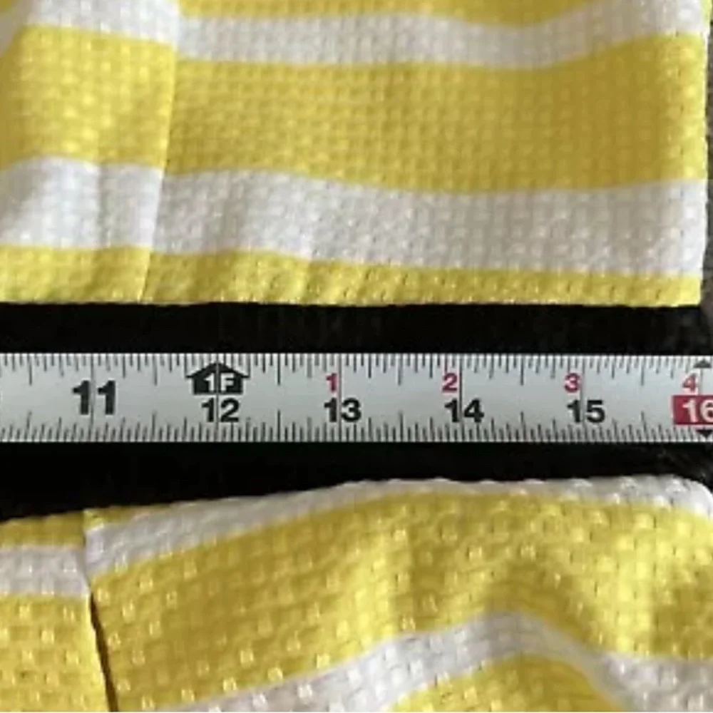Danny & Nicole‎ Dress 12 Yellow Stripe Pleated Sleeveless Square Neck Fit Flare